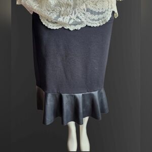 Michael Kors Black Skirt NWT XL 90s Minimal Witchy Faux Leather Hem